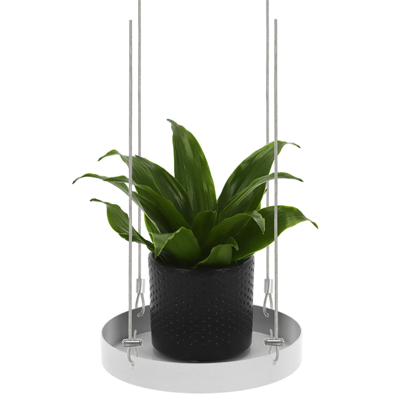 Blomsterbord hengende, rundt hvit, 14 cm