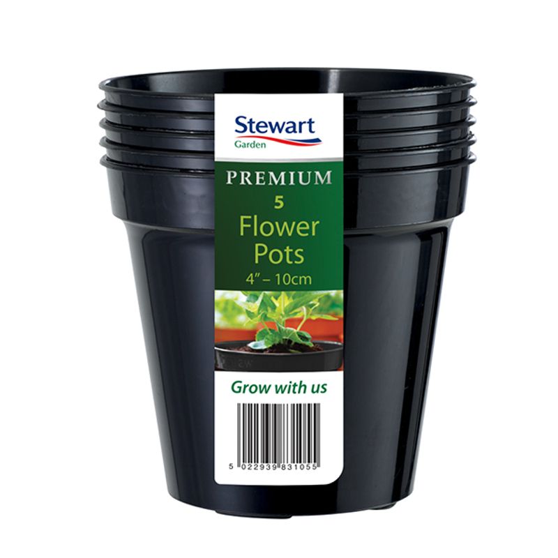 Plastpotte 12,7 cm, 5 pk, svart
