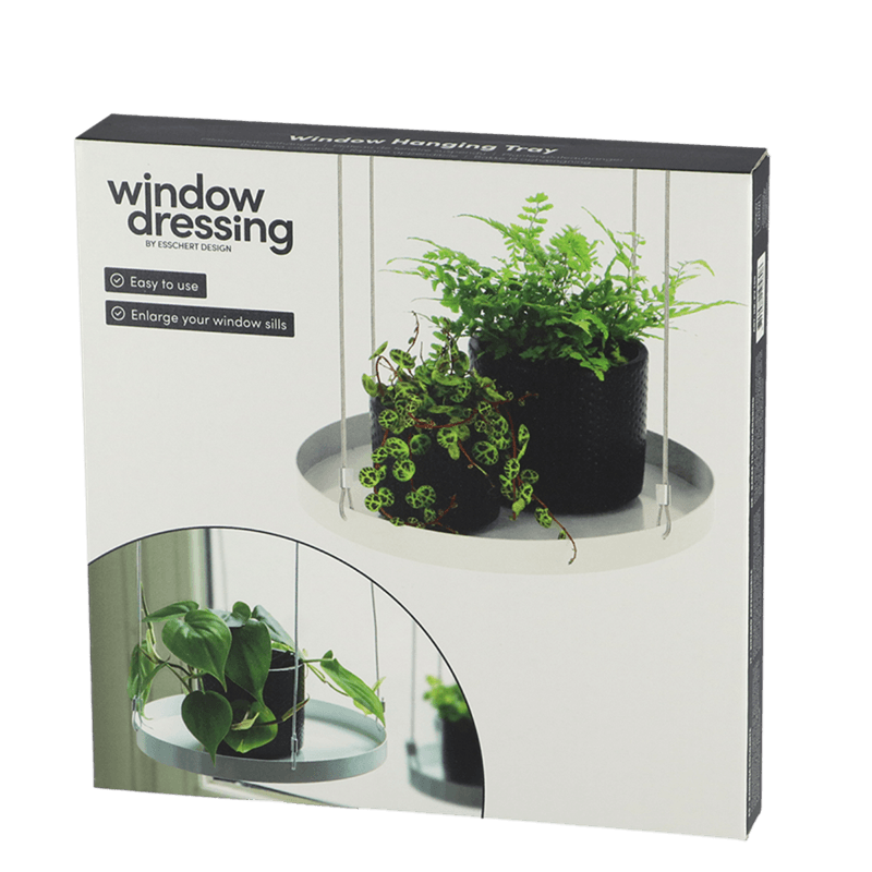 Blomsterbord hengende, rundt hvit, 24 cm