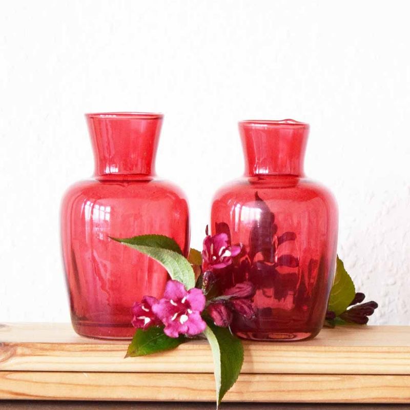 Fasettvase - rød, 11 cm - 1stk