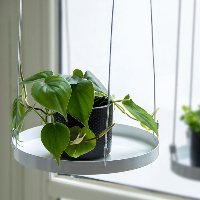 Blomsterbord hengende, rundt hvit, 24 cm
